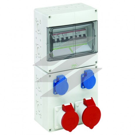 Розподільчий щит STV 922-K з автоматикою та комбінацією розеток 2х Schuko, 2хCEE (16/32A), (200х400х122мм), IP44, Spelsberg